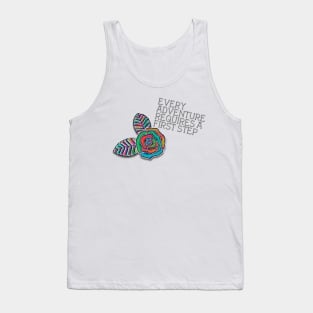 Every Adventure Requires a First Step, Motivational Quote, Alice in Wonderland Tank Top